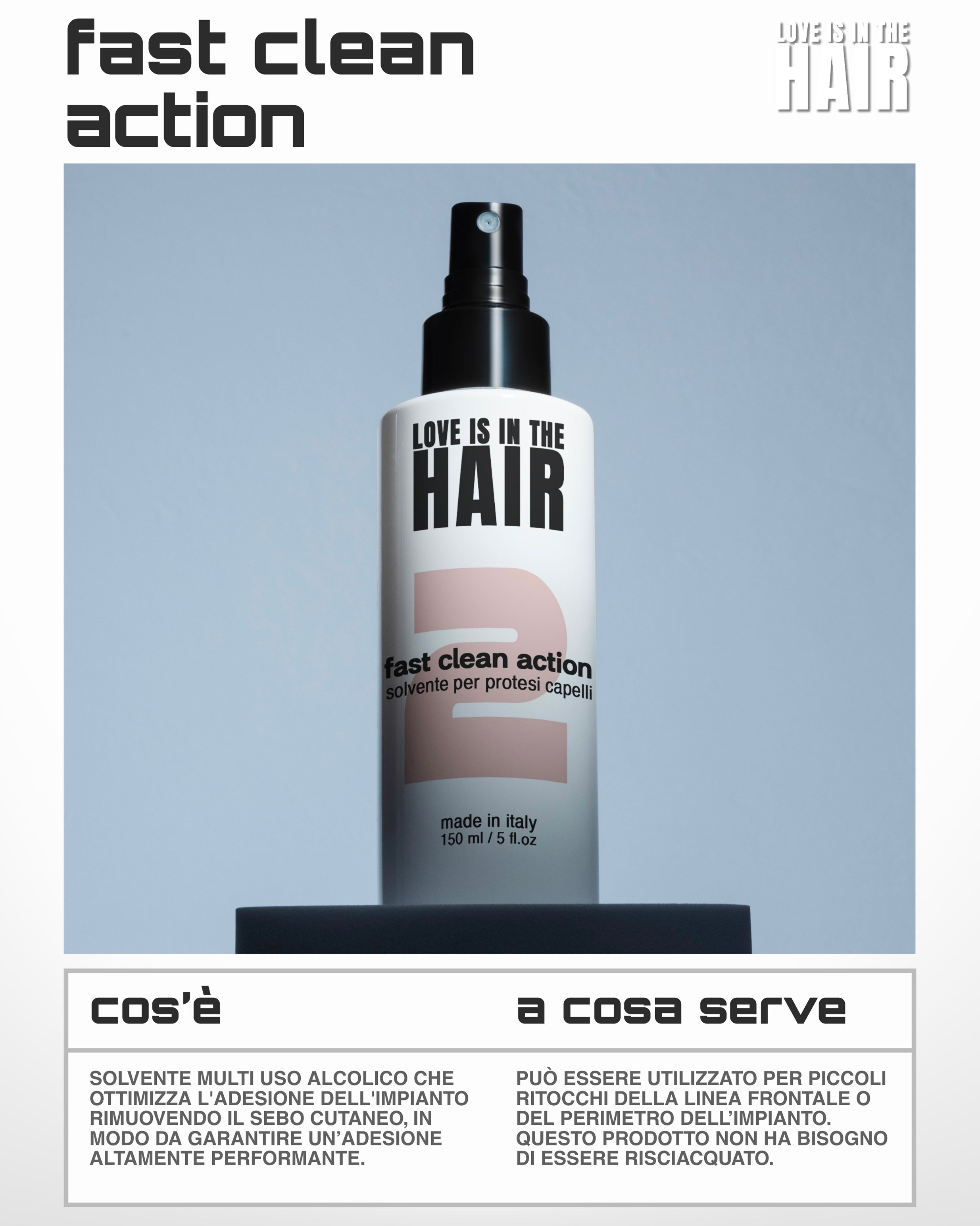 FAST CLEAN ACTION / SOLVENTE SPRAY MULTIUSO PER PROTESI CAPELLI