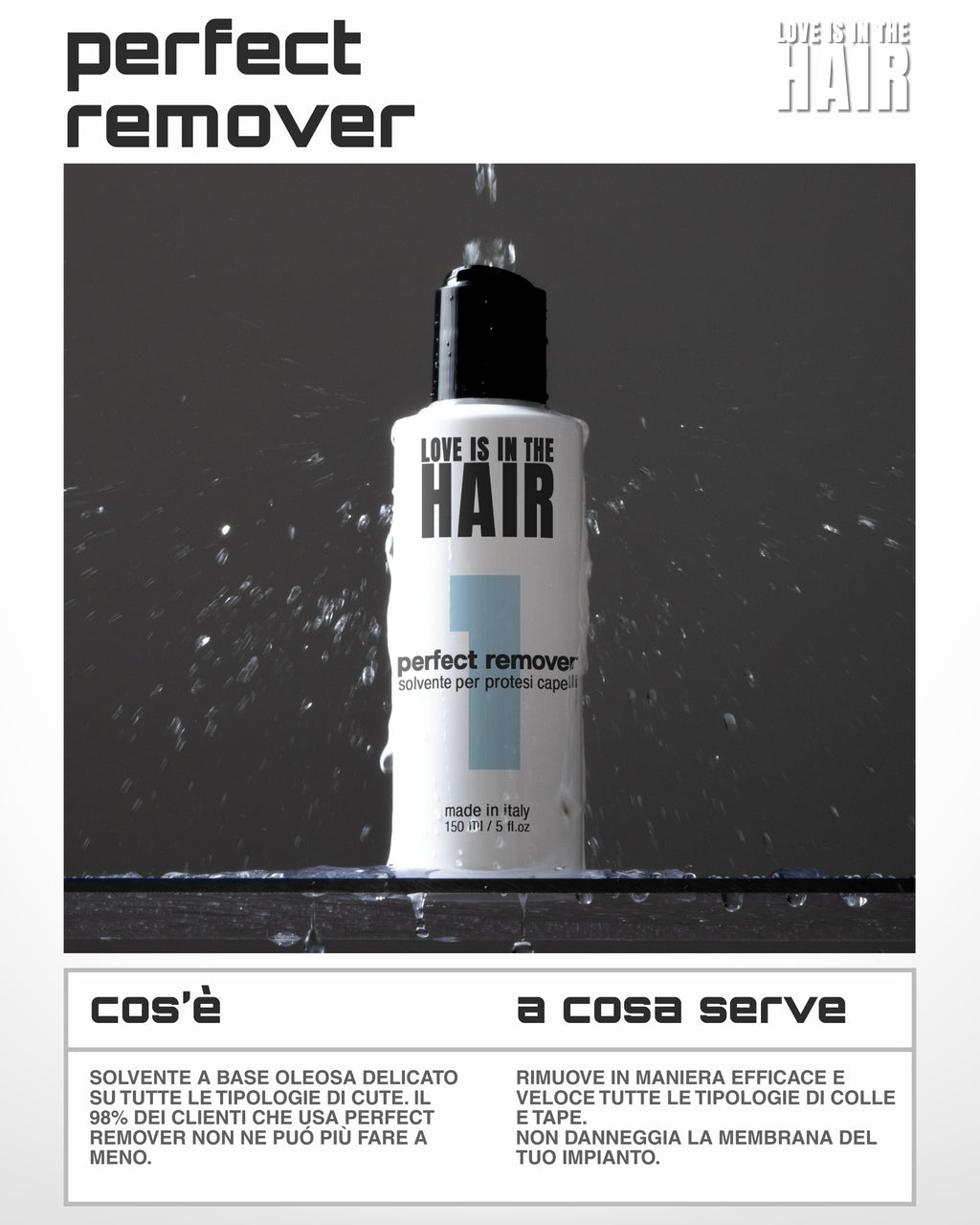 PERFECT REMOVER / SOLVENTE PER RIMOZIONE DI COLLE E TAPE PER PROTESI CAPELLI