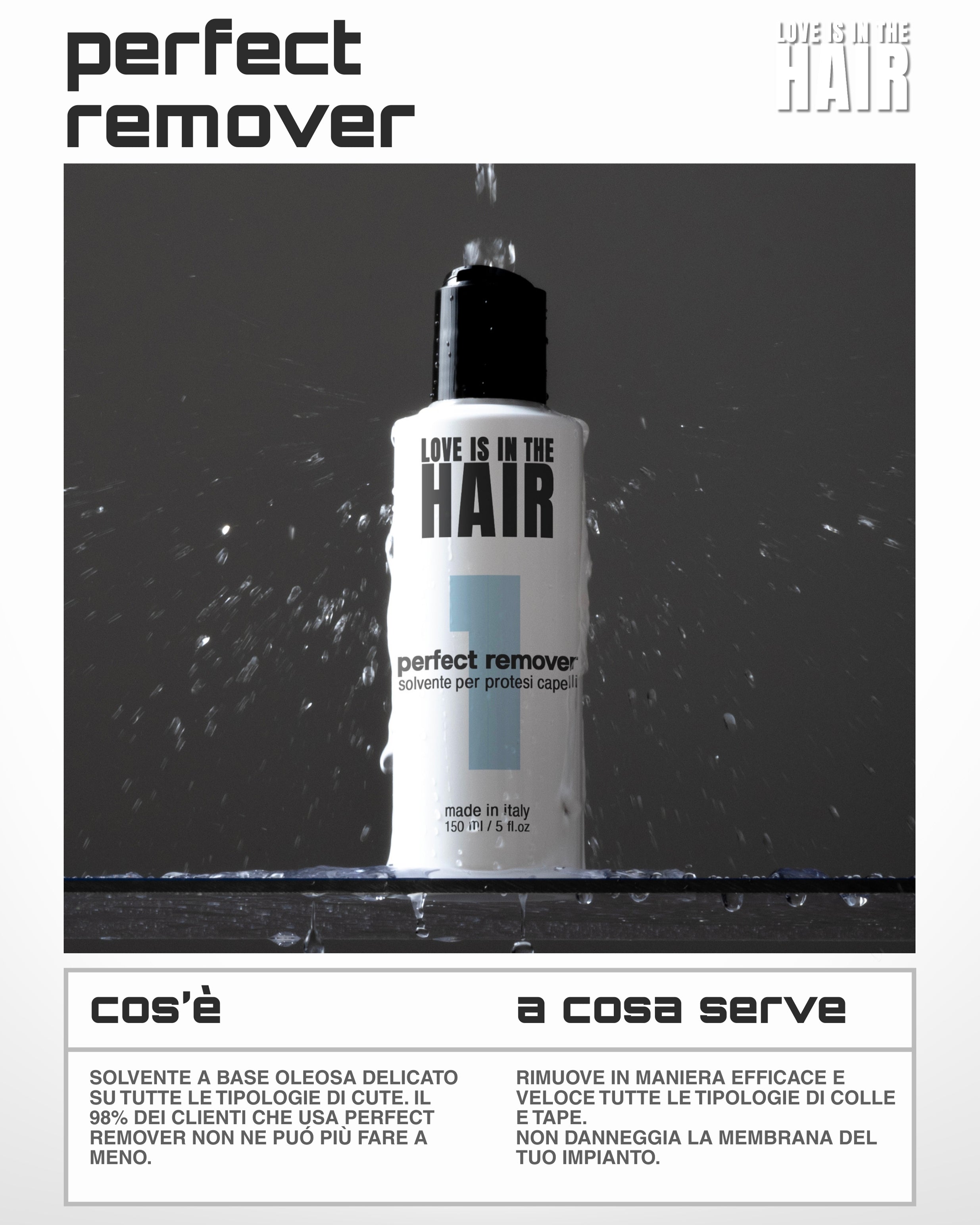 PERFECT REMOVER / SOLVENTE PER RIMOZIONE DI COLLE E TAPE PER PROTESI CAPELLI